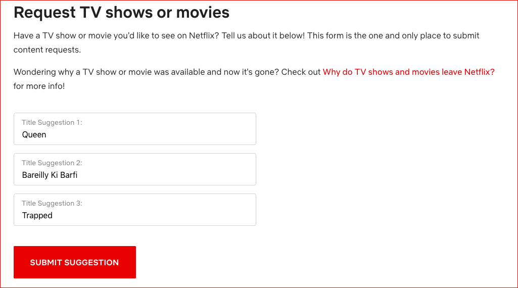 درخواست فیلم و سریال از Netflix