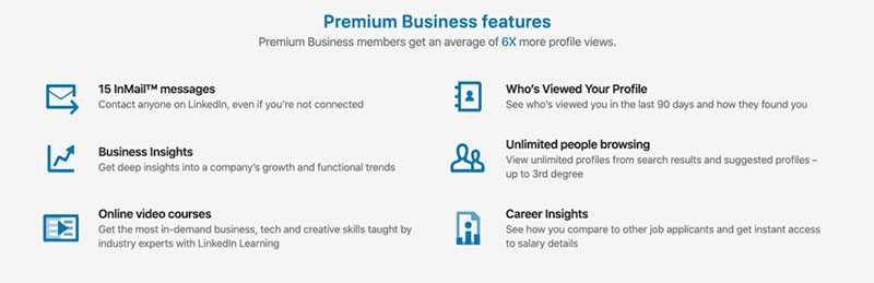 قابلیت‌های پلن Premium Business لینکدین
