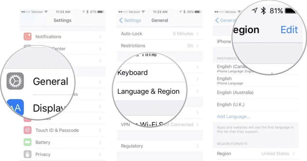 حذف زبان کیبورد اضافه شده پس از تغییر ریجن یا کشور در iOS و iPadOS