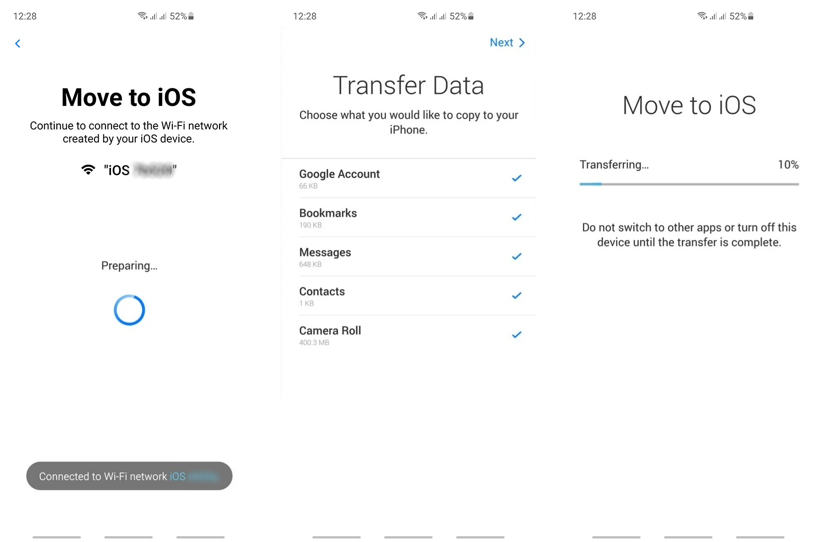انتقال داده ها برنامه Move to iOS