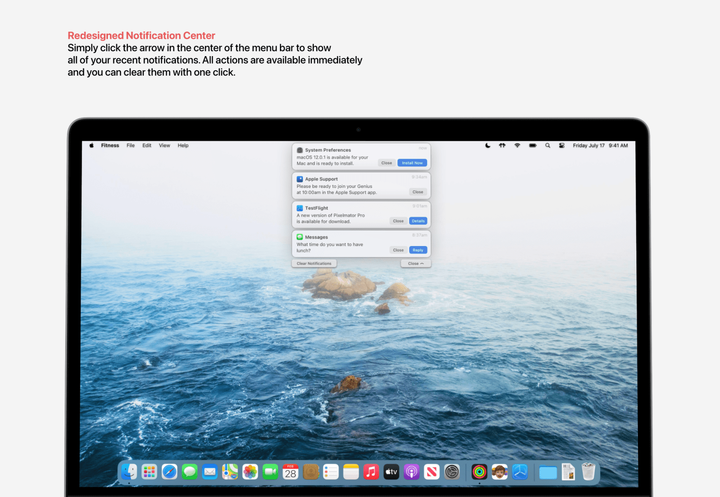 Notification Center in the new macOS