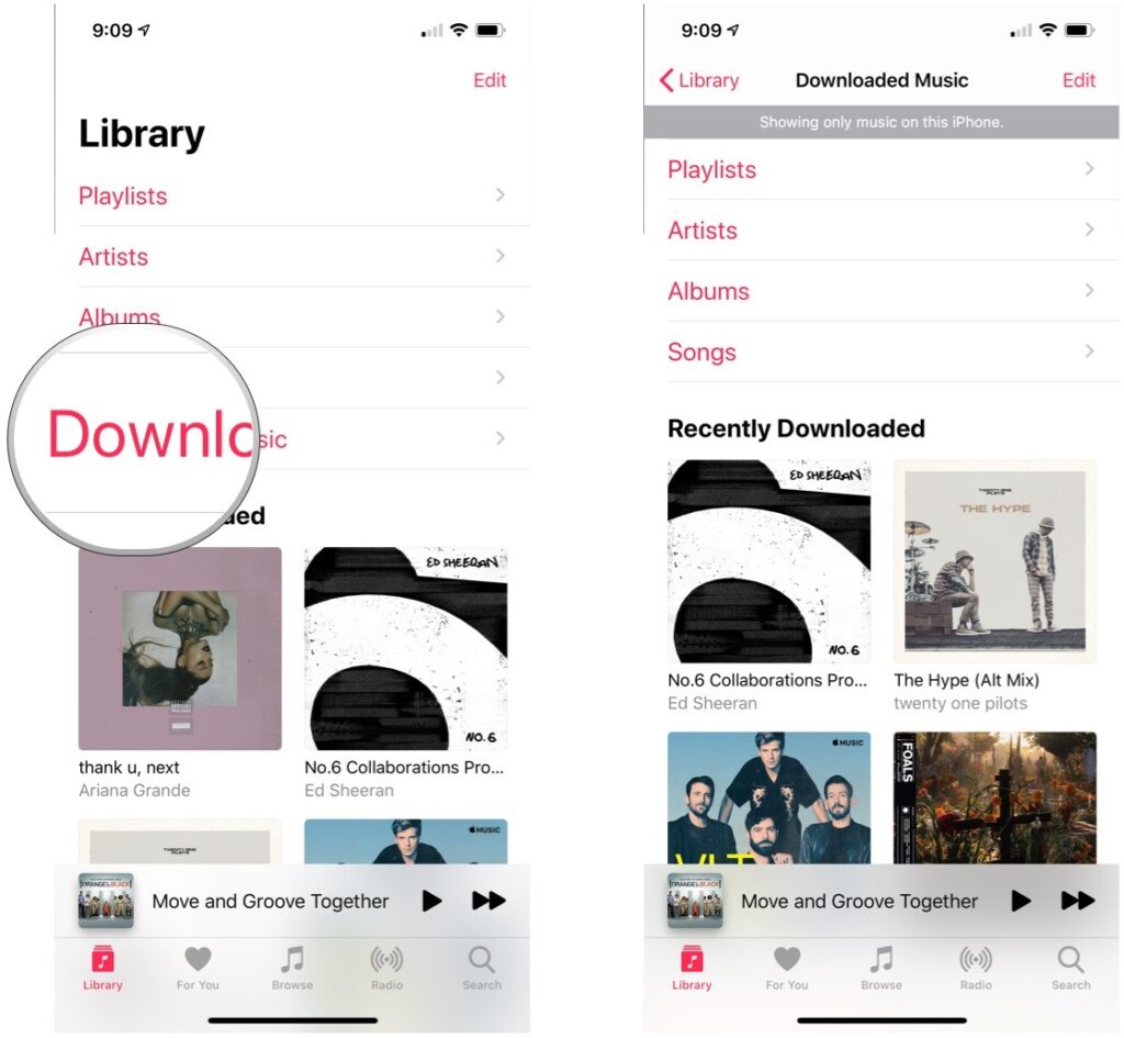 آهنگ های دانلود شده در Apple Music