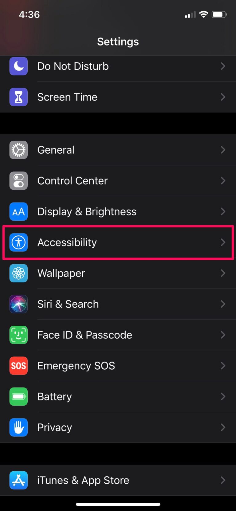 بخش accessibility آیفون