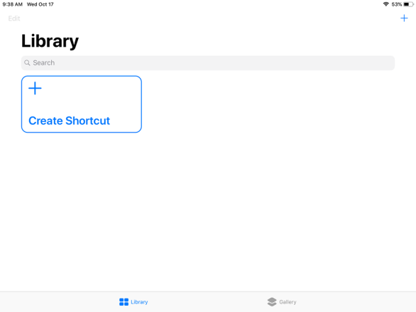 صفحه ابتدایی اپلیکیشن Shortcuts