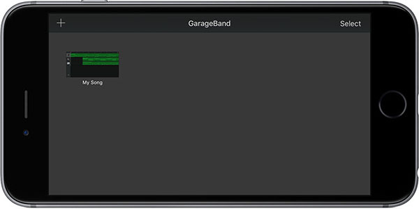 منوی اصلی اپلیکیشن GarageBand هنگام انتخاب گزینه‌ها