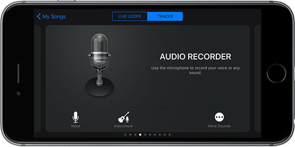 انتخاب Audio Recorder در نرم افزار GarageBand