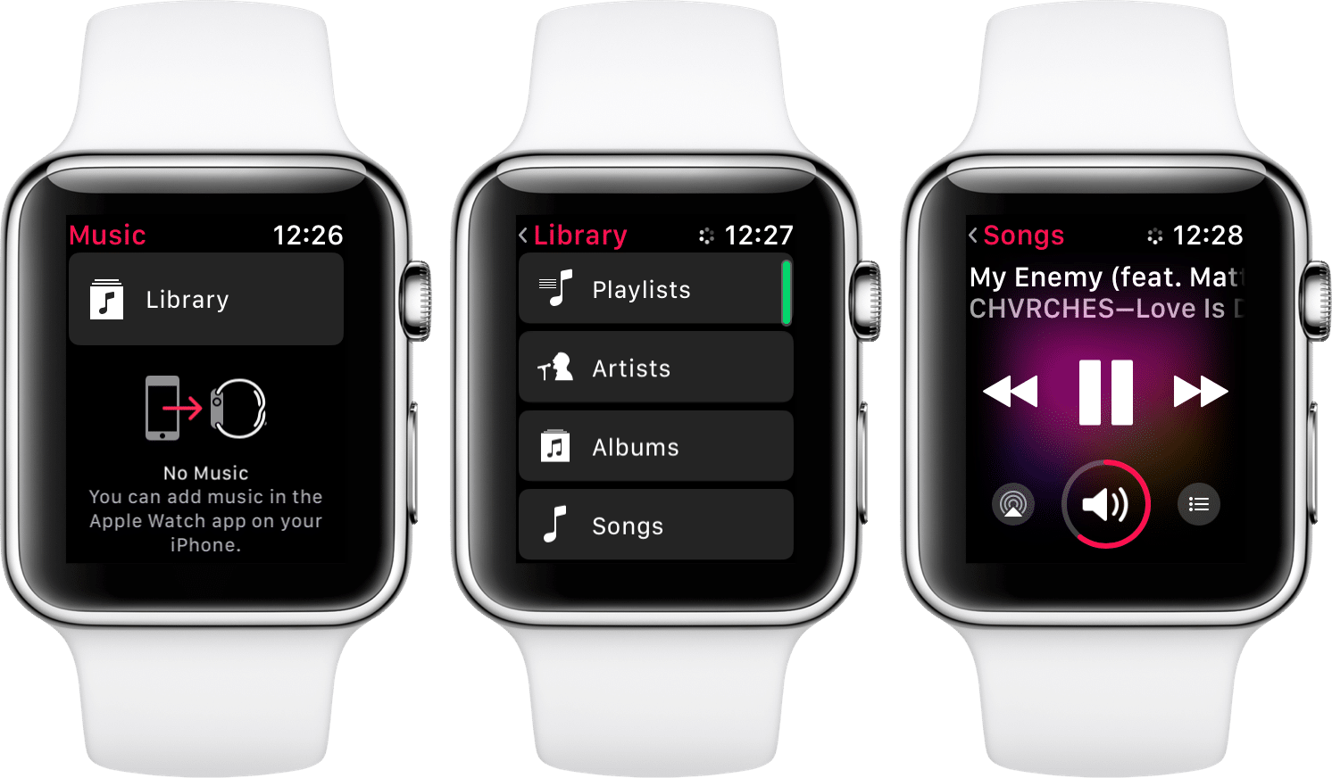 سرویس اپل موزیک در Apple Watch