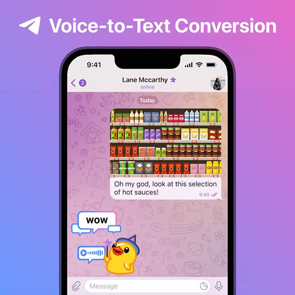 نمایی از ویژگی تبدیل صدا به متن در تلگرام پریمیوم