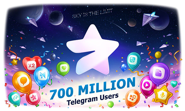 بنر ۷۰۰ میلیونی شدن Telegram