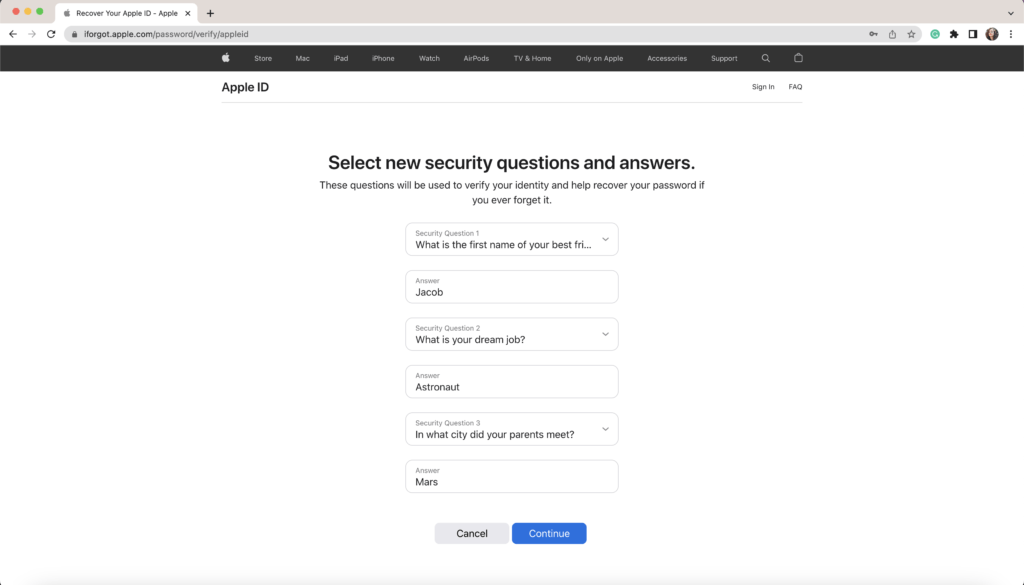 آموزش بازیابی پسورد اپل آیدی و سوالات امنیتی از طریق سایت اپل