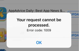 ارور ۱۰۰۹ اپ استور