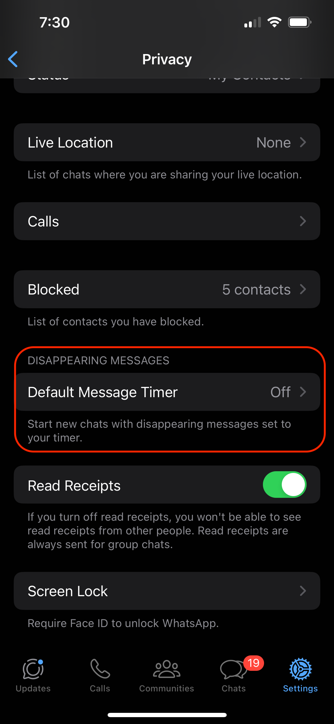 حذف خودکار پیام های واتساپ