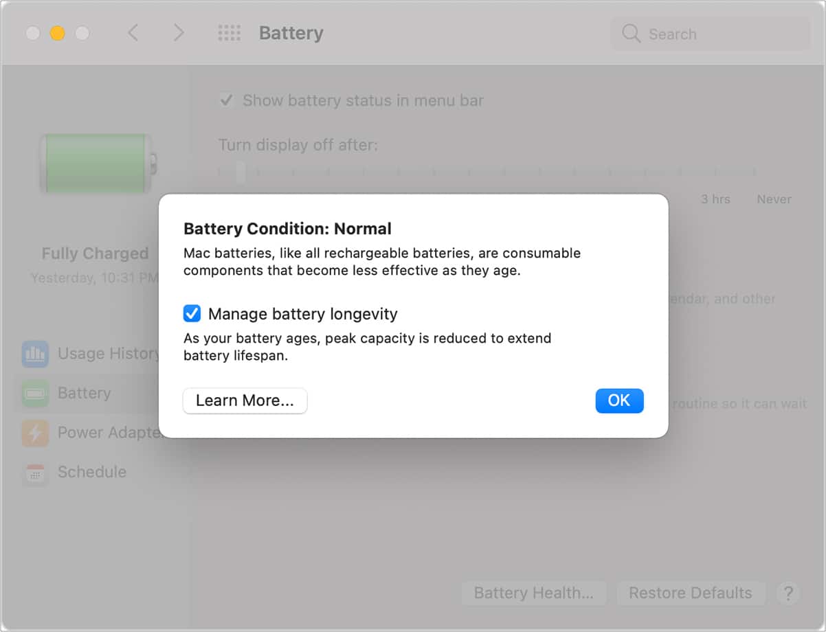 وضعیت نرمال باتری MacBook