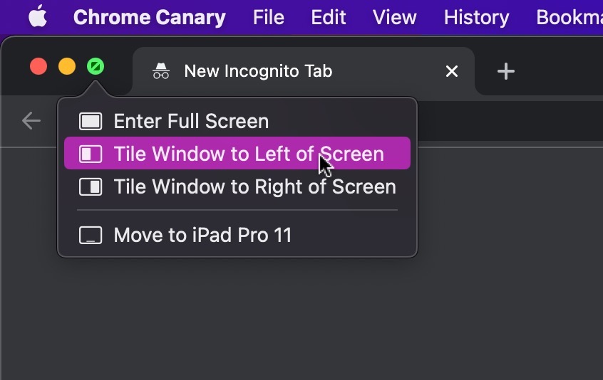 گزینه Split Screen برای برنامه های مک