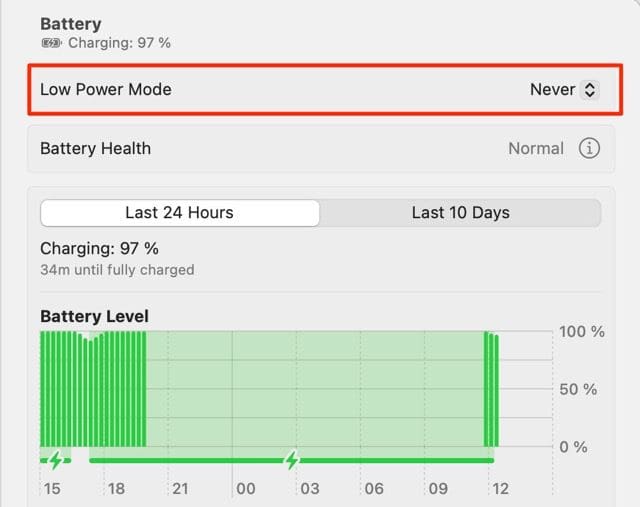 گزینه Low Power Mode در مک