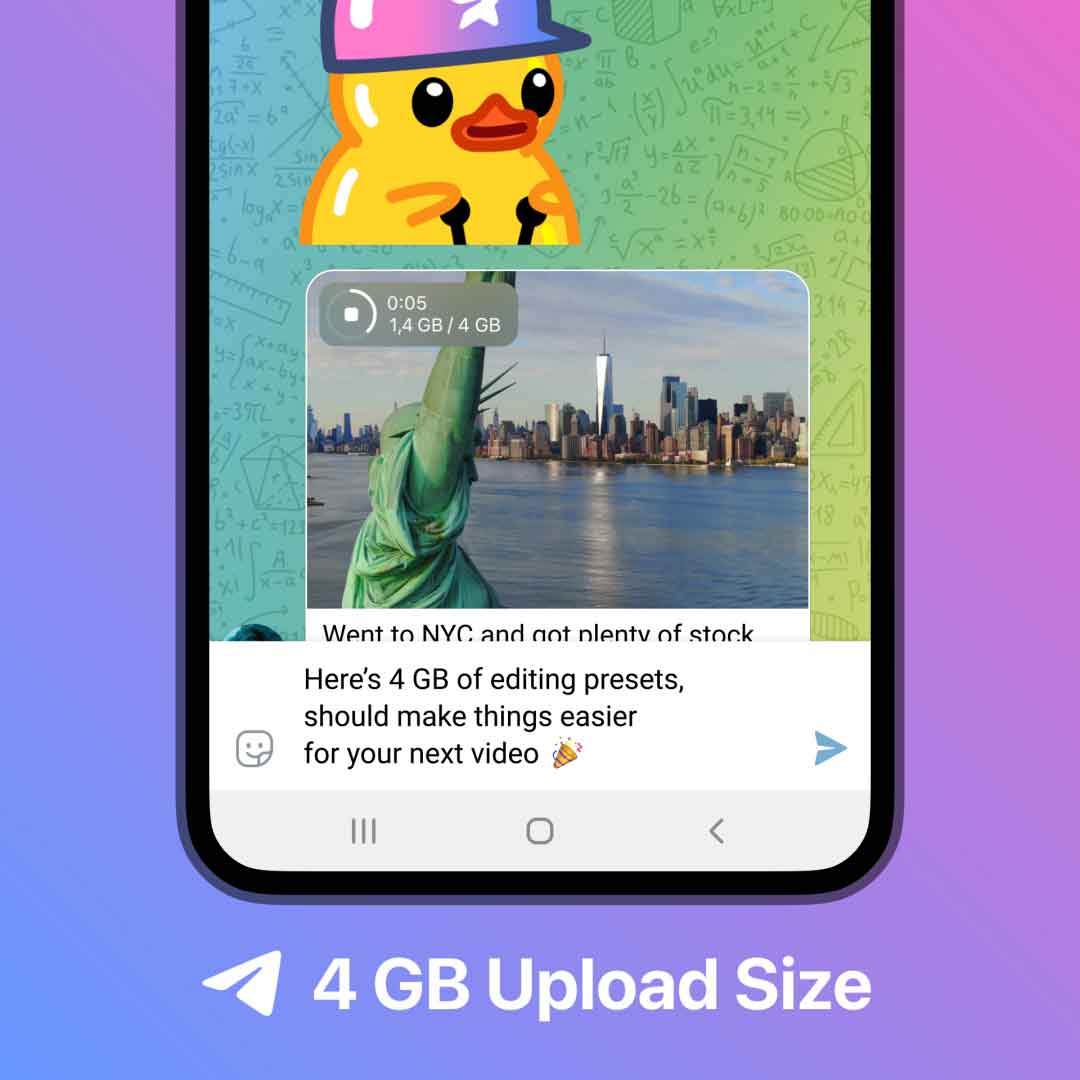 آپلود فایل تا ۴ گیگابایت در تلگرام پریمیوم