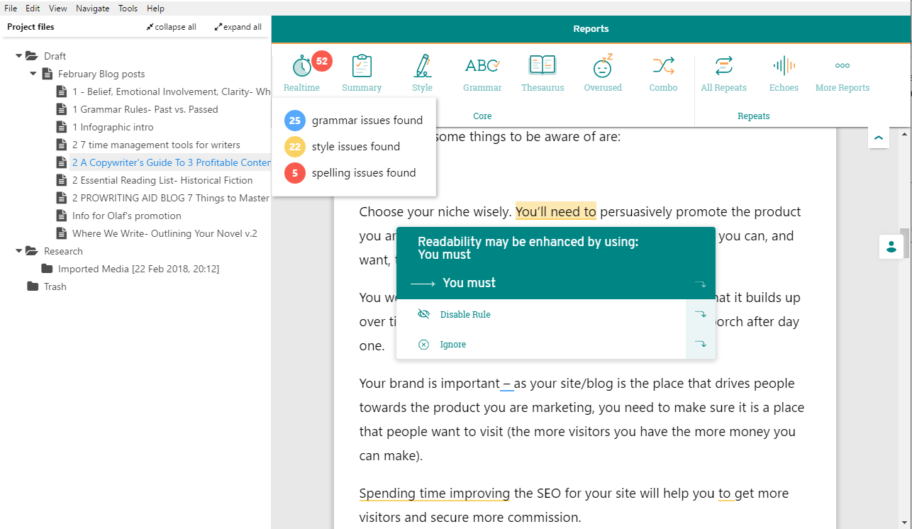 ادغام Scrivener با ProWritingAid