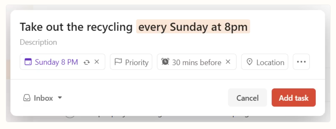 قابلیت زمانبندی در Todoist