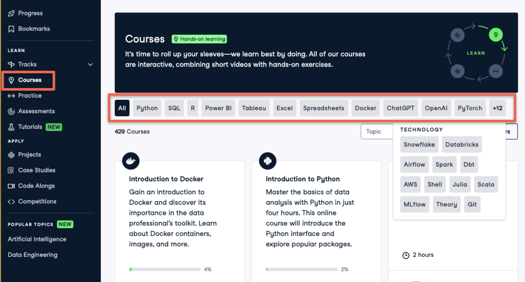 دورههای Datacamp