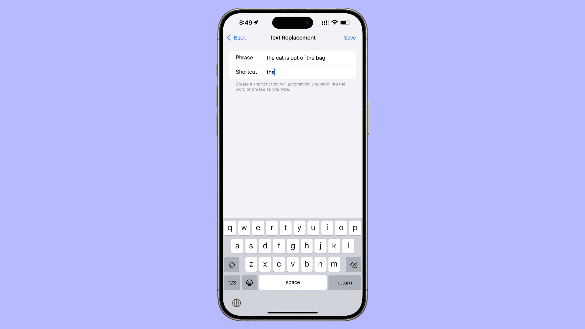 سفارشیسازی تجربه تایپ گوشی پدرها و مادرها با قابلیت Text Replacement