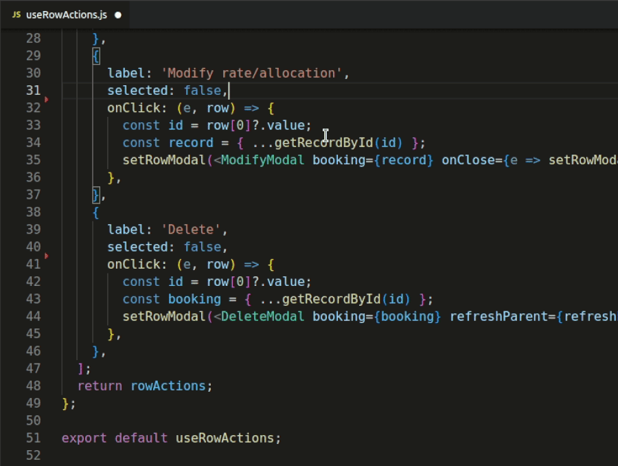 نمایشی از محیط VSCode و قدرت GitHub Copilot در پیشنهاد مجوزهای هوشمندانه بر اساس object context برای بهبود و تسریع کدنویسی.