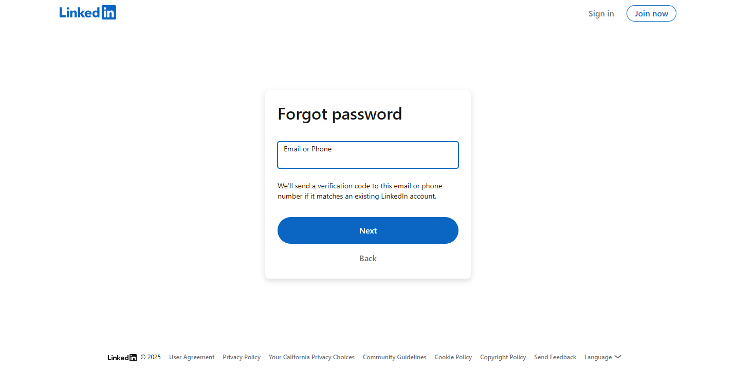 صفحه Forgot password