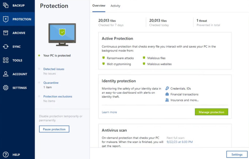 برنامه Acronis Cyber Protect Home Office