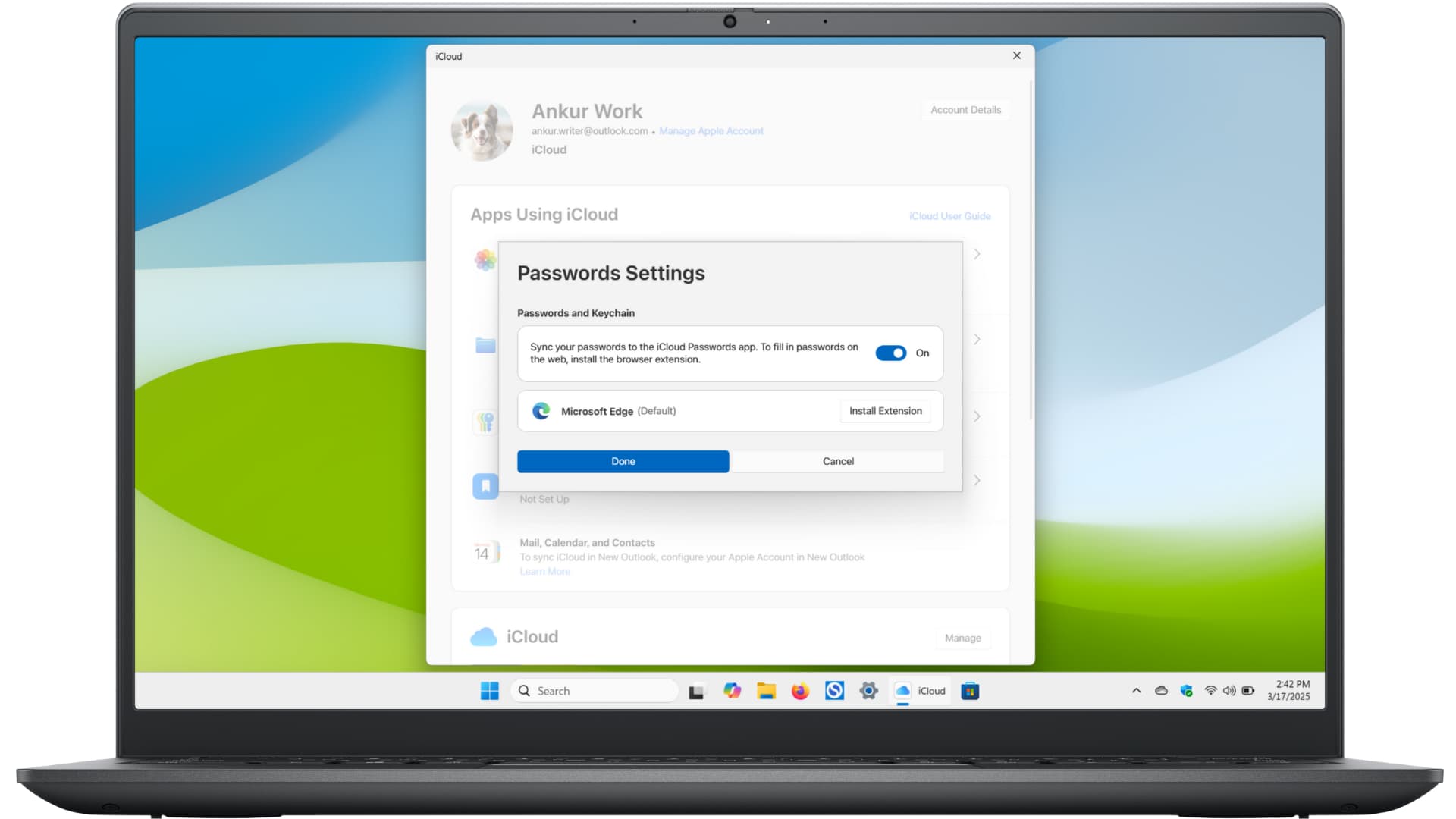 رمزهای عبور iCloud در ویندوز