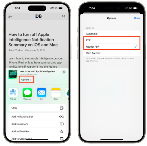به اشتراکگذاری صفحات وب بهصورت فایل PDF