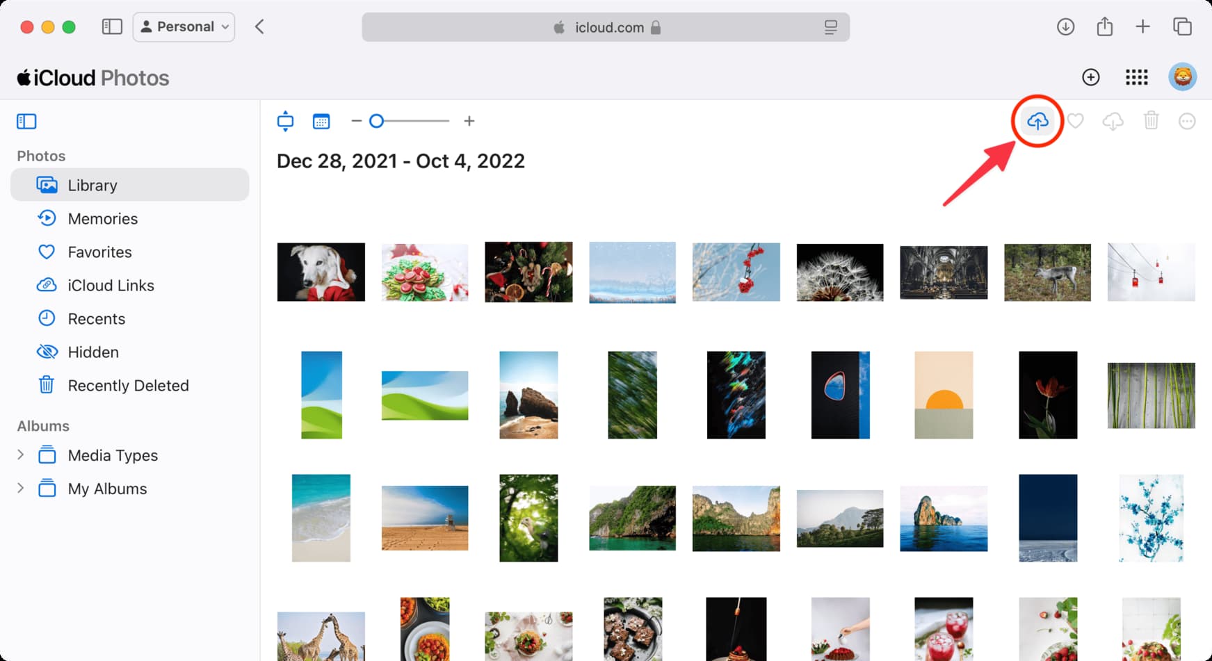 آپلود در iCloud Photos از طریق مرورگر وب