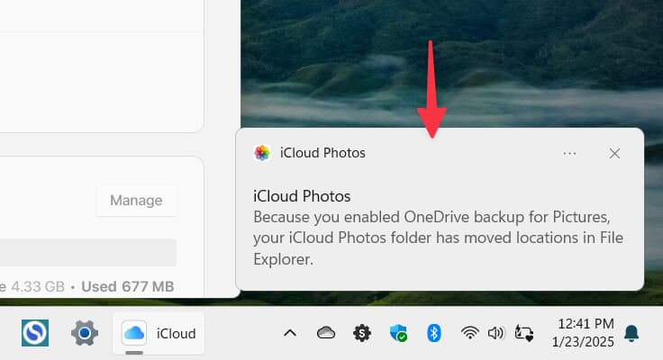 به دلیل فعال کردن پشتیبانگیری OneDrive برای پوشه Pictures، پوشه iCloud Photos شما در File Explorer به مکان دیگری منتقل شده است.