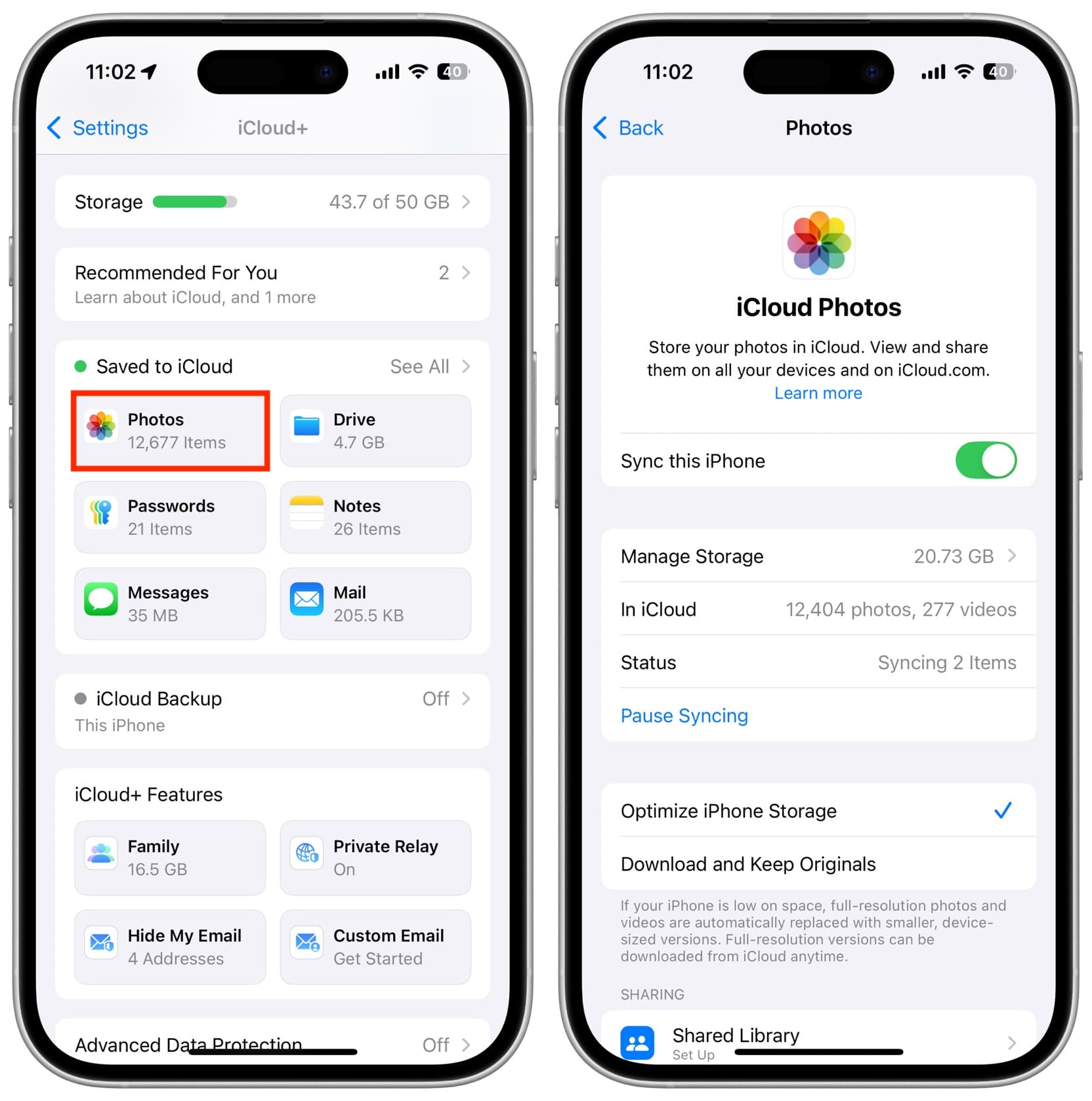 توقف همگامسازی iCloud Photos از طریق برنامه تنظیمات در آیفون
