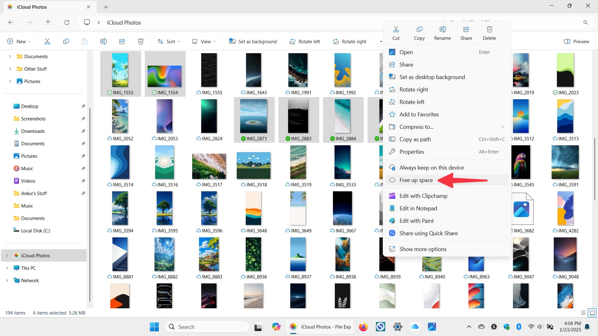 حذف عکسهای iCloud از رایانه ویندوزی برای آزاد کردن فضای ذخیرهسازی