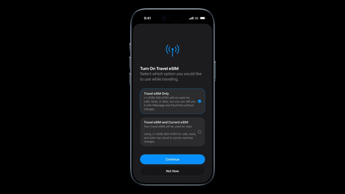 صفحه نمایش eSIM در آیفون ایر