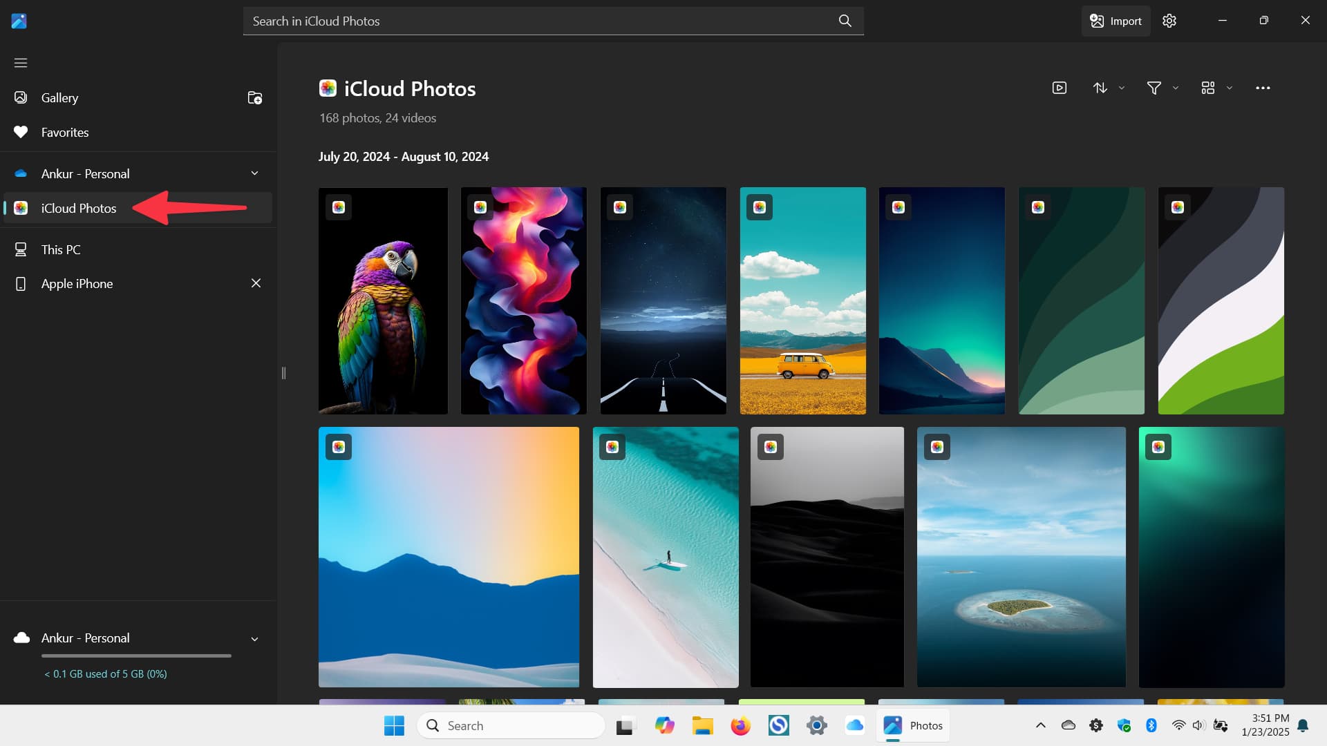 مشاهده عکسهای iCloud در برنامه Microsoft Photos روی رایانه