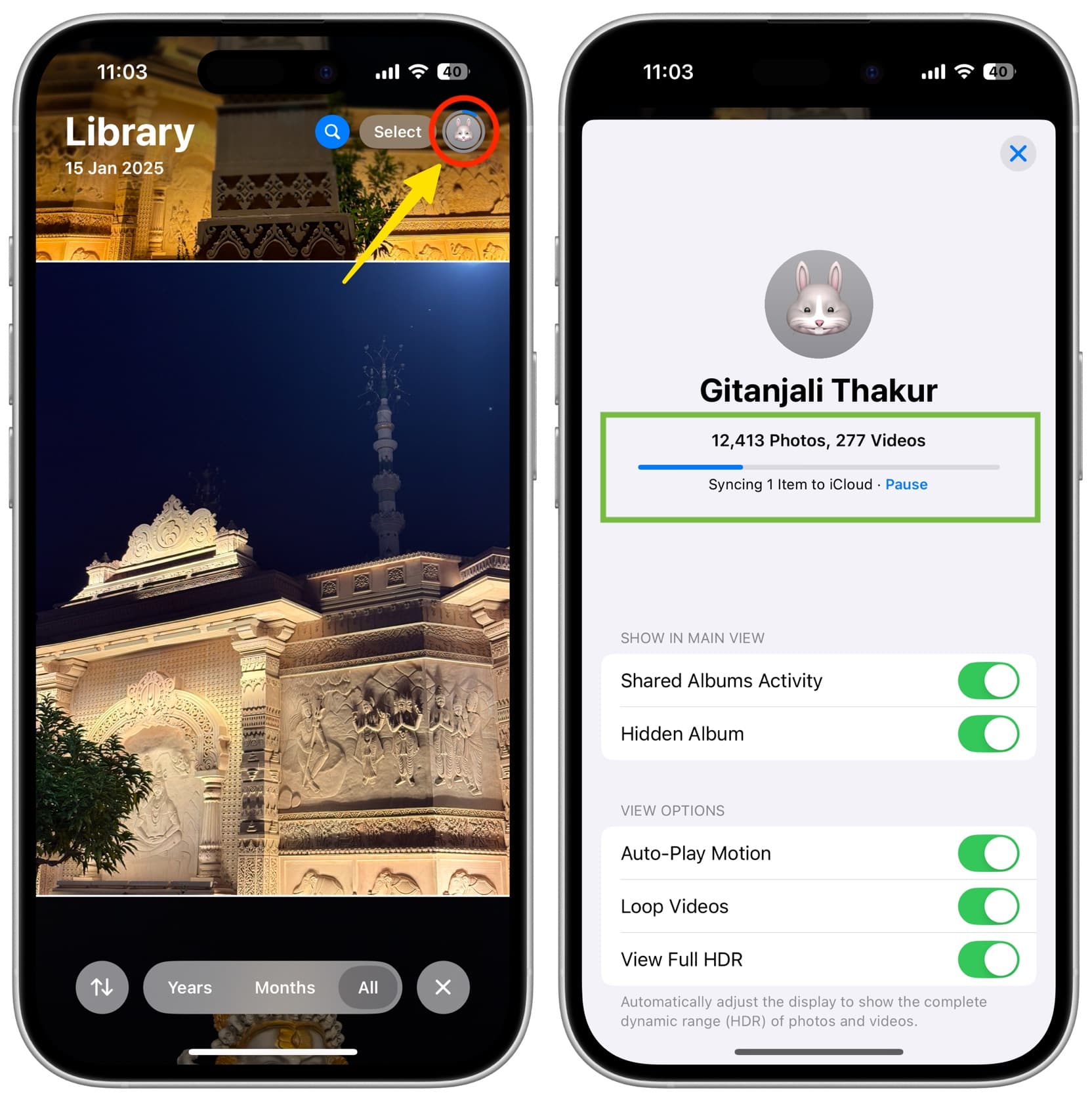 مشاهده وضعیت همگامسازی iCloud Photos در برنامه Photos آیفون
