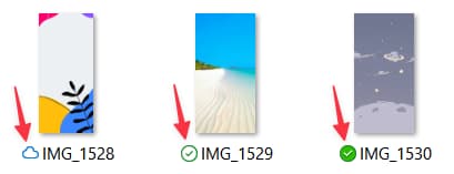 نمادهای مختلف iCloud Photos در File Explorer ویندوز