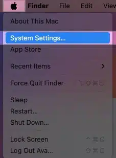 انتخاب تنظیمات سیستم از منوی Apple
