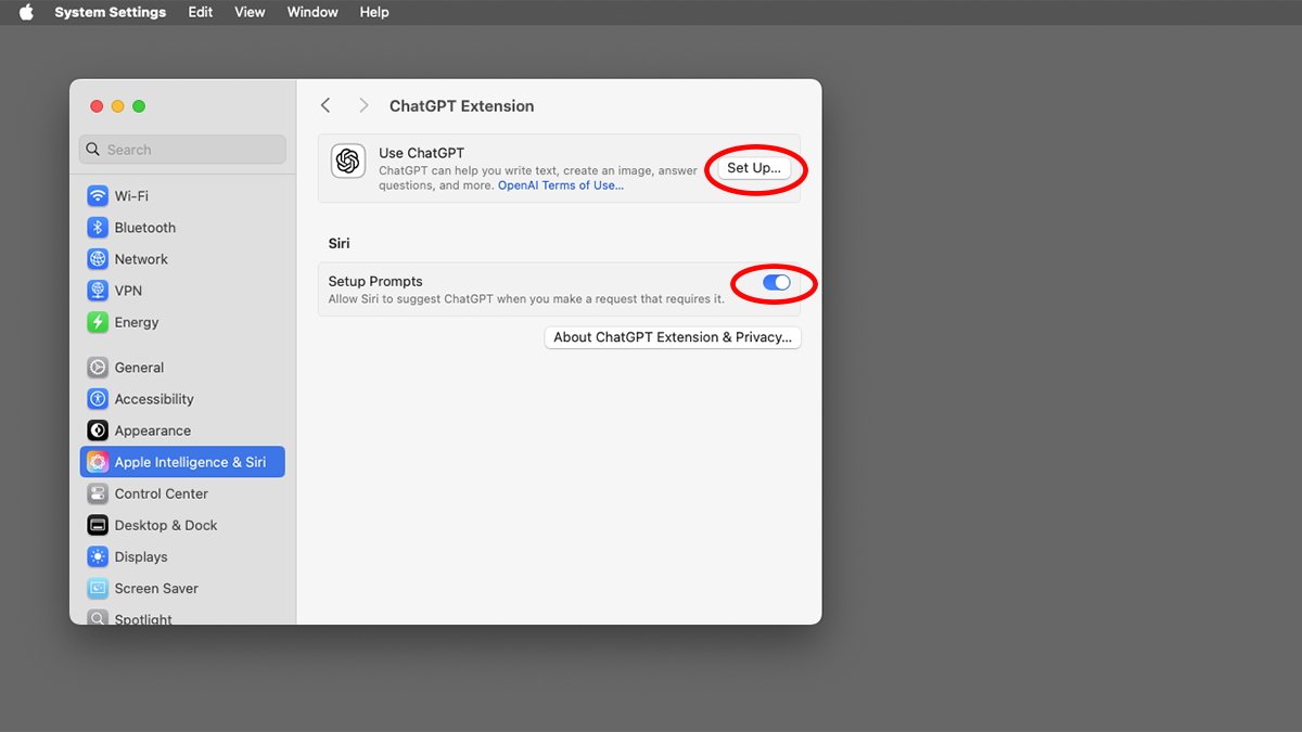 برای شروع راه‌اندازی افزونه ChatGPT، روی «Set Up…» کلیک کنید.