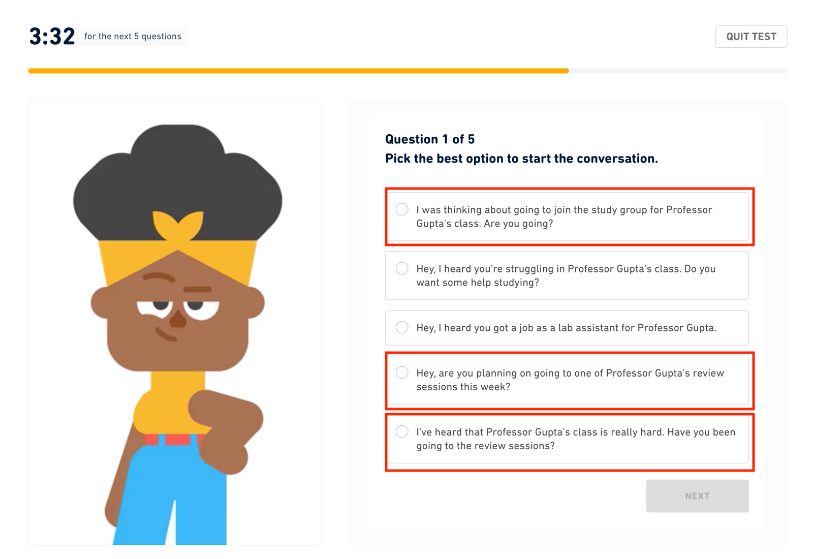 نمایی از Duolingo English Test