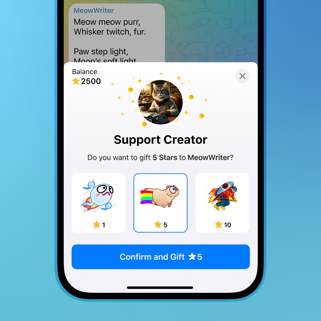 حمایت دیگران با ستارههای تلگرام