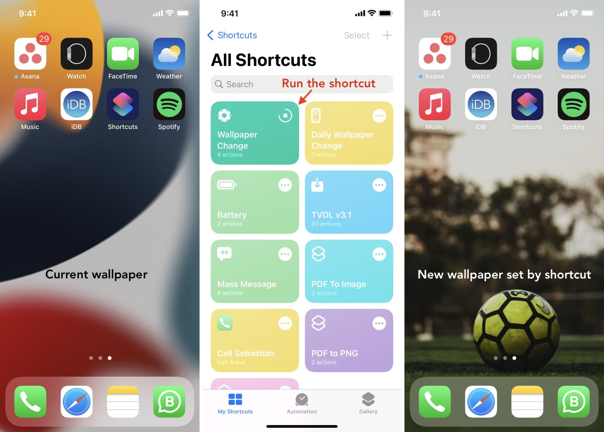 اجرای میانبر تغییر والپیپر روی آیفون