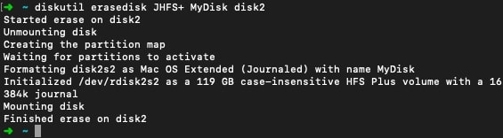 دستور diskutil erasedisk در Terminal مک