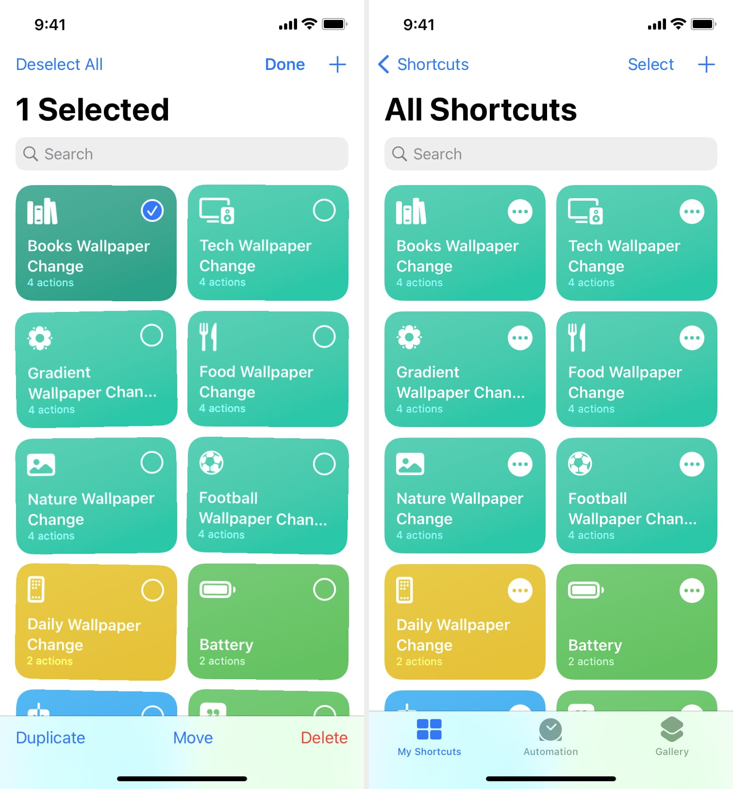 نسخههای تکثیرشده میانبر تغییر والپیپر در آیفون