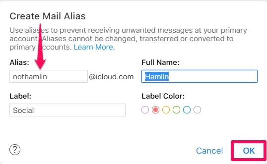 وارد کردن اطلاعات نام مستعار