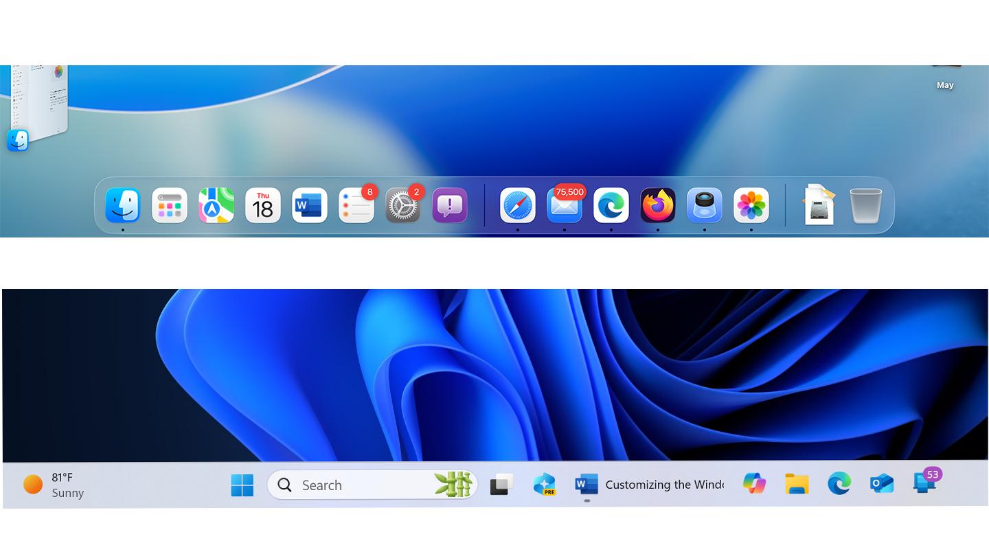 تفاوت در رابط کاربری ویندوز و مک او اس
