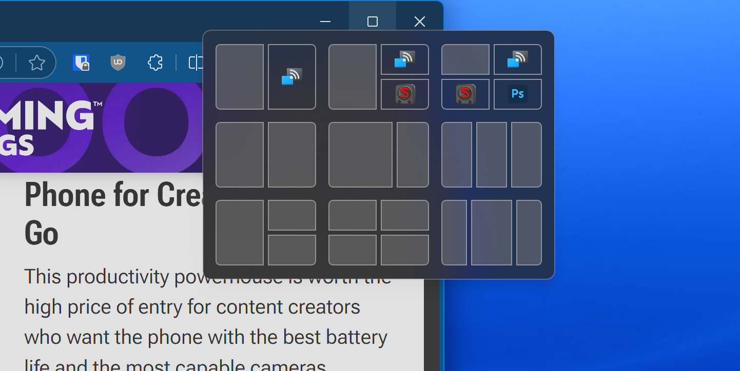 ویژگی Snap Layout در ویندوز ۱۱