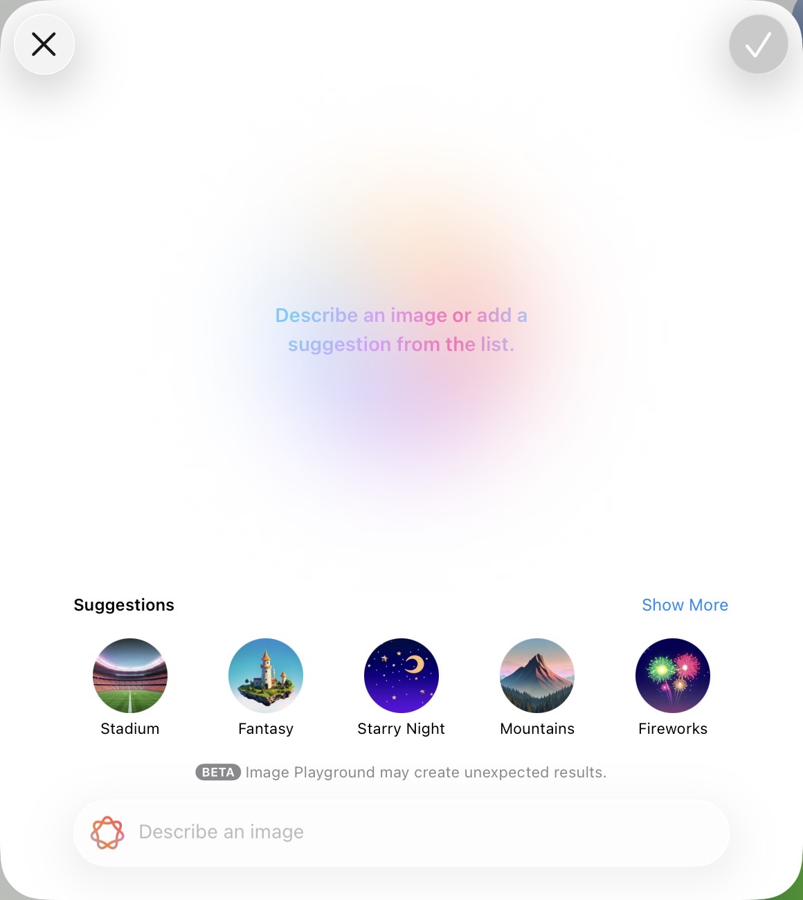 ساخت بک گراند برای آی مسیج با هوش مصنوعی اپل