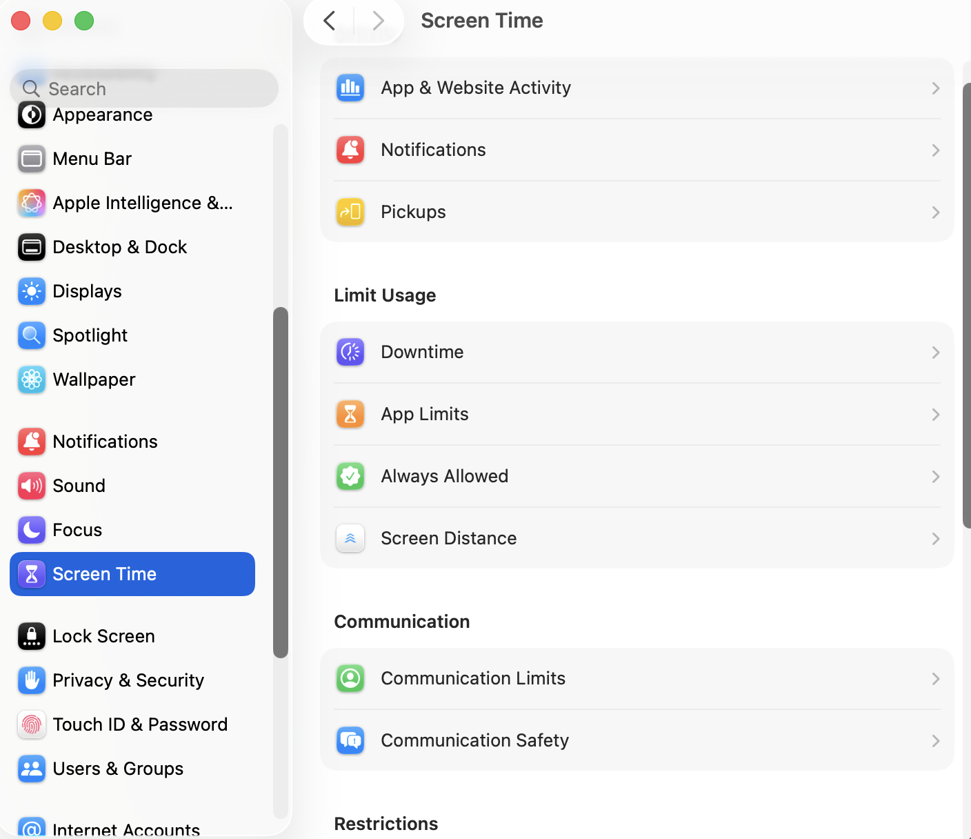 تنظیمات کنترل والدین در مک