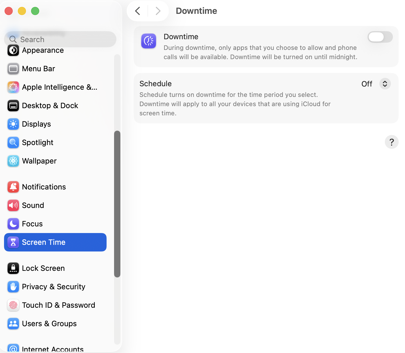 فعال سازی ویژگی Screen Time در مک